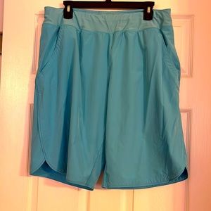 Lands' End Light Aqua Athletic Shorts with Built-In Liner